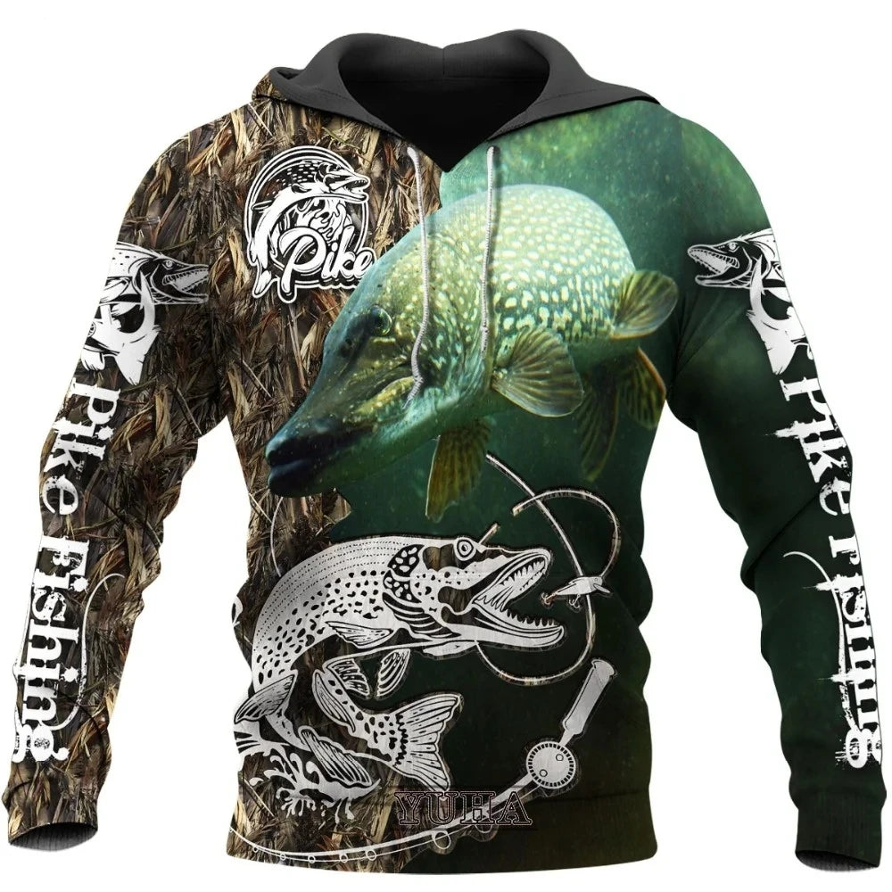 Animal Fisher Marlin Sweatshirts Man Tracksuit Fishing Camo Hoodies For Men Fashion Streetwear Harajuku Y2k 3D Print Pullovers