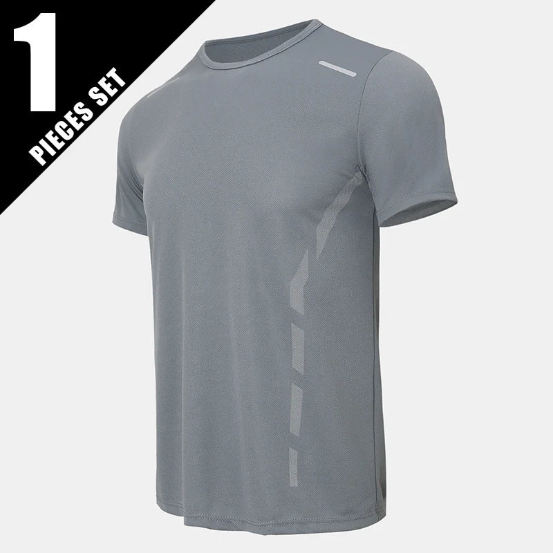 Running T-shirt Reflective Short Sleeve Ice Silk Quick Drying Summer Thin Breathable Fitness Tees Shirt Sportswear Sportsshirt