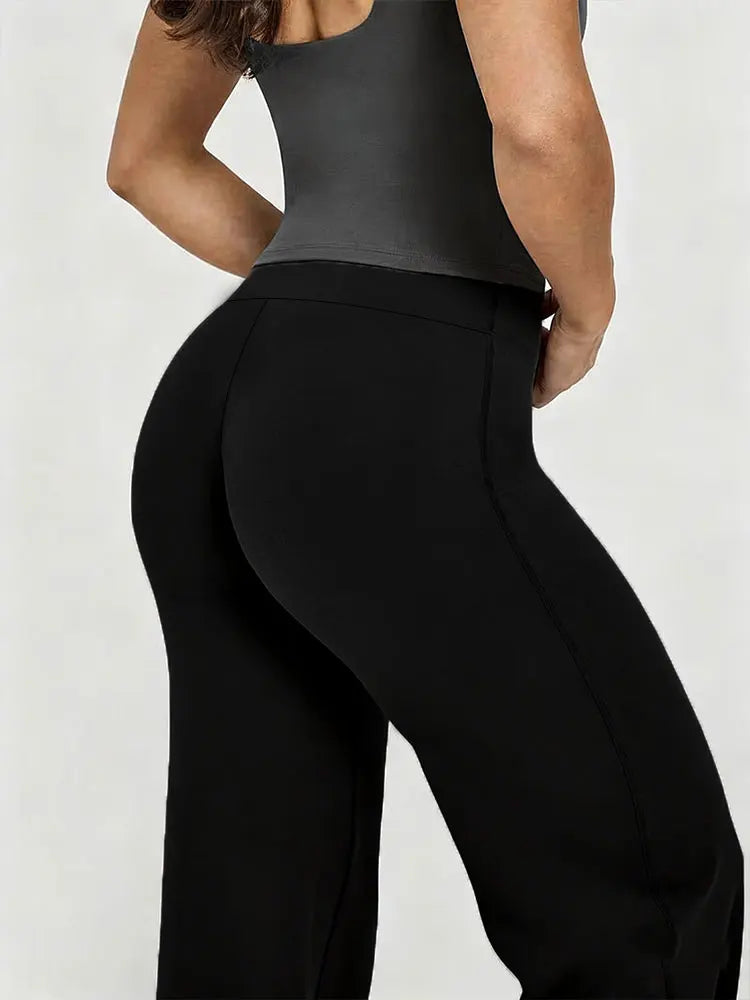 Women's Nude Feel Casual Straight Leg Pants Soft Slim Fit Wide Leg Yoga Trousers Running Gym Active Long Pants Plus Size Clothes
