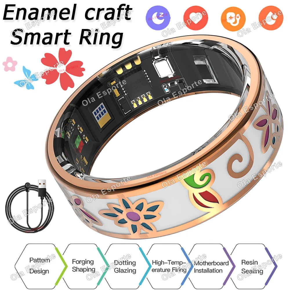 New2026 Smart Ring Color Enamels Women Female Stainless Steel Intelligent Finger Rings IP68 Waterproof Smartring Fitness Tracker