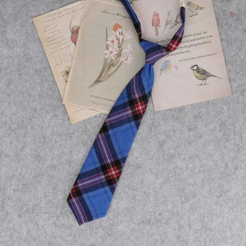 Lazy JK Ties Women Plaid Neck Tie Girls Japanese Style for White Shirts Uniform Cute Necktie Plaid School Boys Ties Accessories