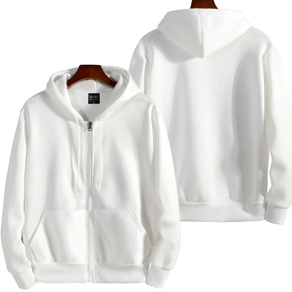 Fashion Zipper Hoodies Women/Men Fashion Long Sleeve Hooded Sweatshirt Casual Autumn Winter Sportwear Solid Clothes