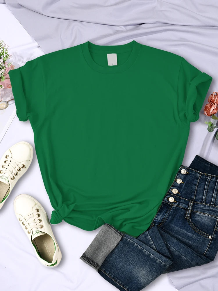 Summer Women Solid Color T-Shirts Comfortable All-Match Multicolor Clothes Loose O-Neck Short Sleeve Tees Casual Female Tops