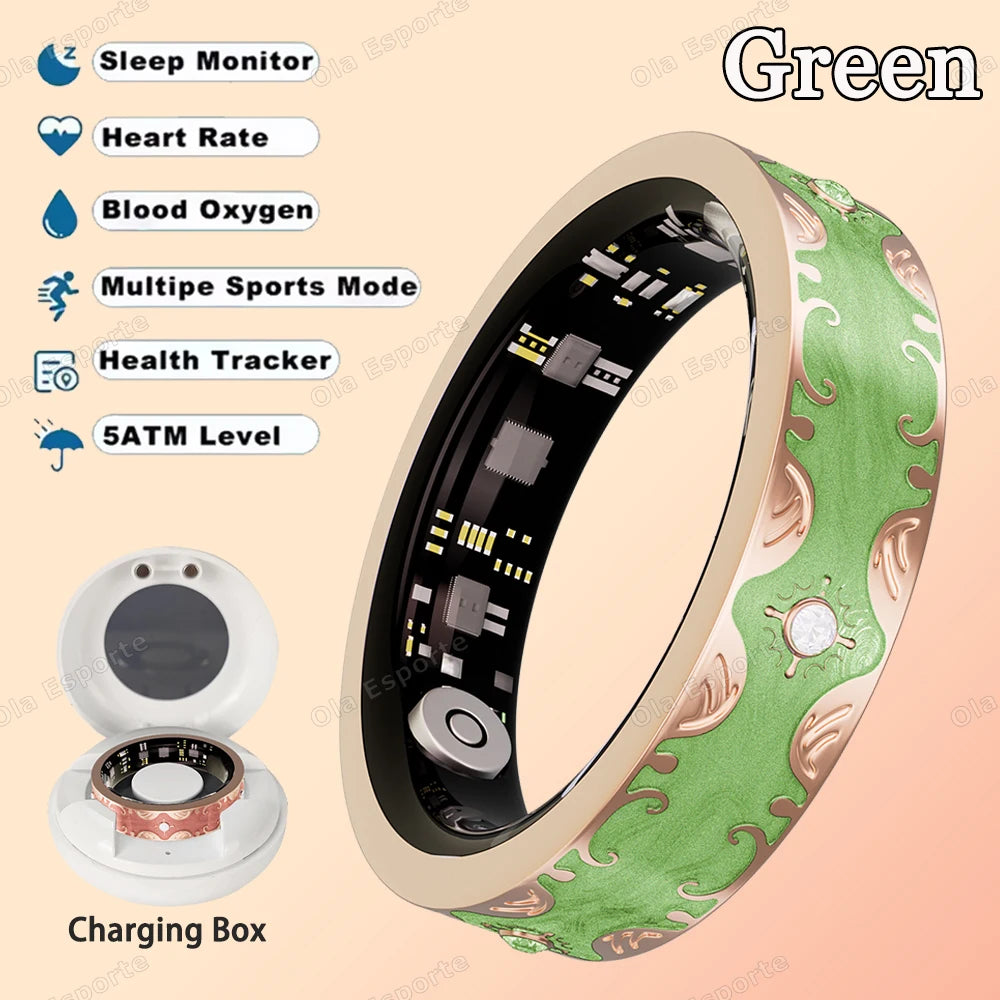 New Diamond Fashion Various Colors Available Women Smart Ring With Box Waterproof Lady ring Heart Rate Health Monitor Sport Ring
