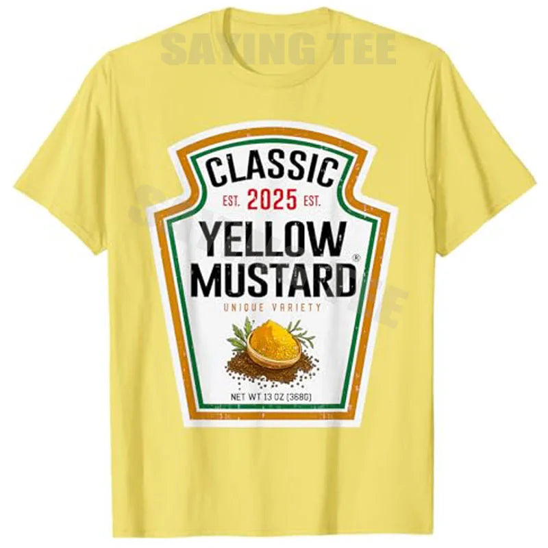 Yellow Mustard,Tomato Ketchup Mustard Condiment DIY Halloween Costume Matching T-Shirt Pickle Relish Halloween Party Tee Clothes