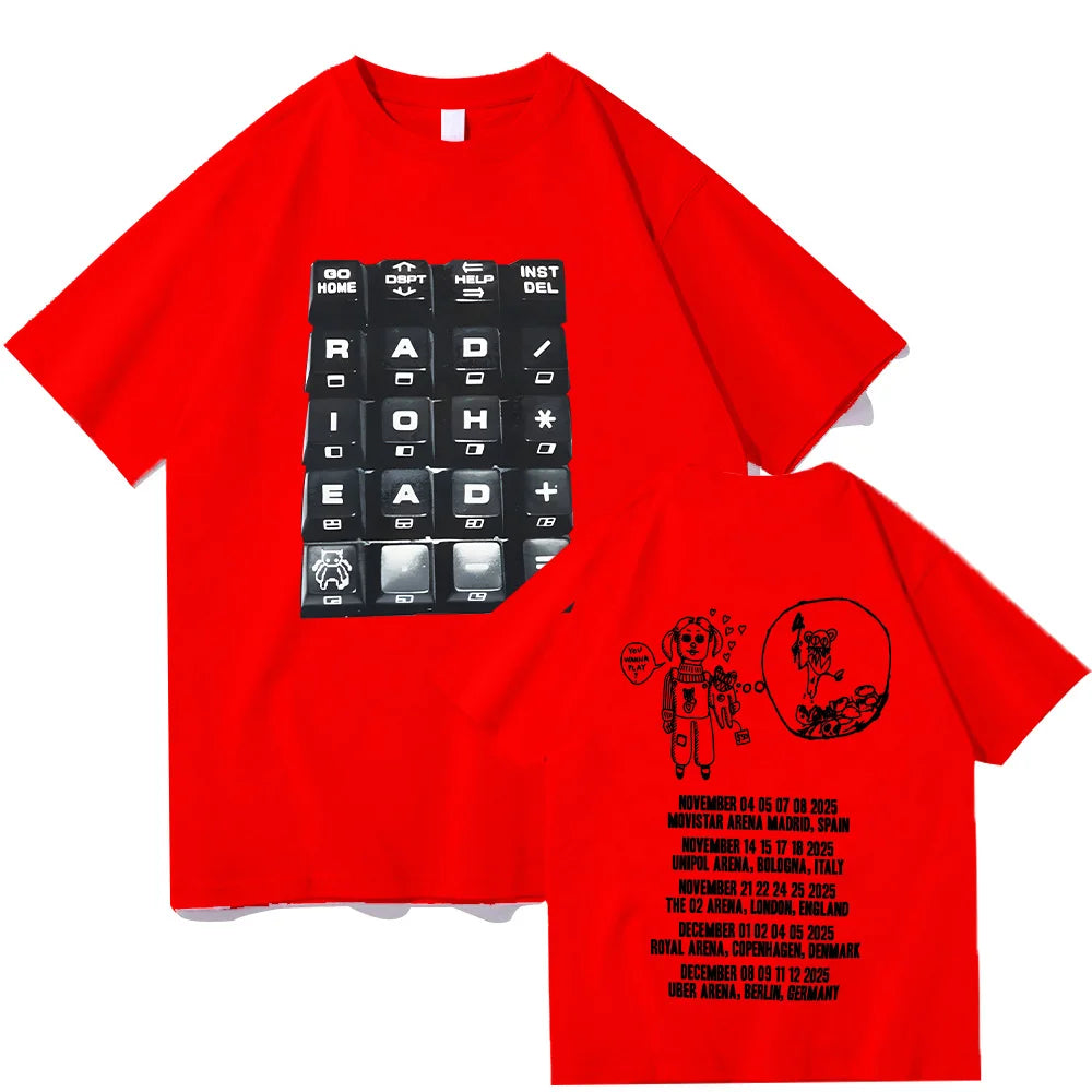 Radiohead 2025 Black Tour T-shirt Fashion Rock Band T Shirts Men Women Cotton Loose Tops Streetwear Summer Short Sleeve Clothes