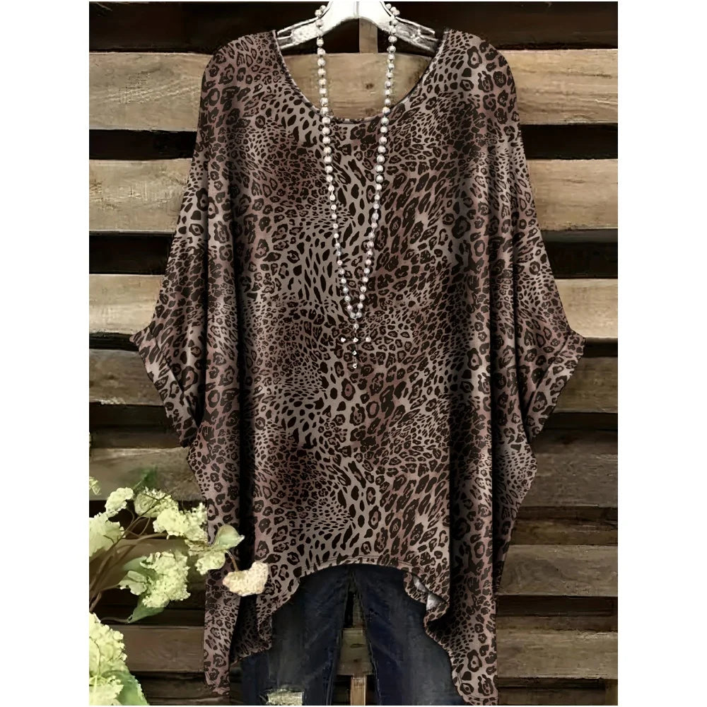 2025 New Women's T-Shirt Fashion Leopard 3D Print Tops Summer Sexy Round Neck Short Sleeve Tee Street Casual Loose Woman Clothes