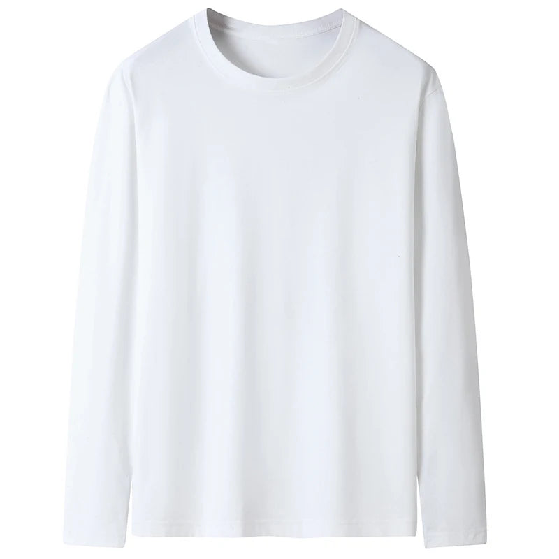 100% Cotton Long Sleeve T shirt For Men Solid Spring Casual Mens T-shirts High Quality Male Tops Classic Clothes Men's T-shirts