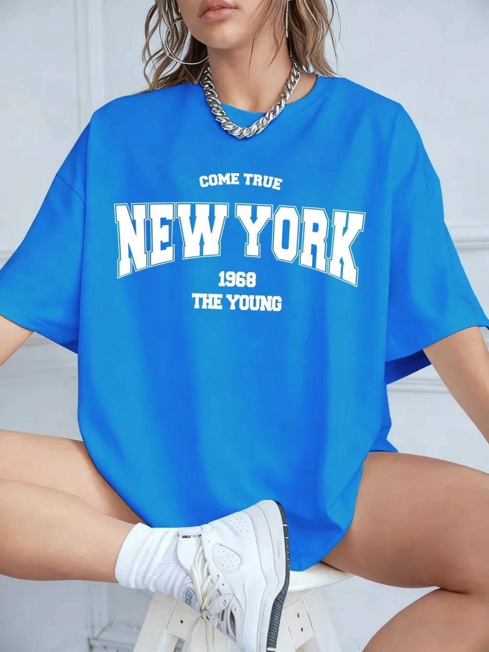 When 1968 The New York Is Young Cotton Woman Tshirts Oversize Daily Tshirts Creativity Streettshirt Individual Casual Clothes