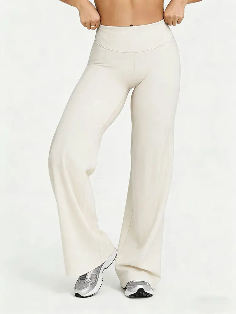 Women's Nude Feel Casual Straight Leg Pants Soft Slim Fit Wide Leg Yoga Trousers Running Gym Active Long Pants Plus Size Clothes