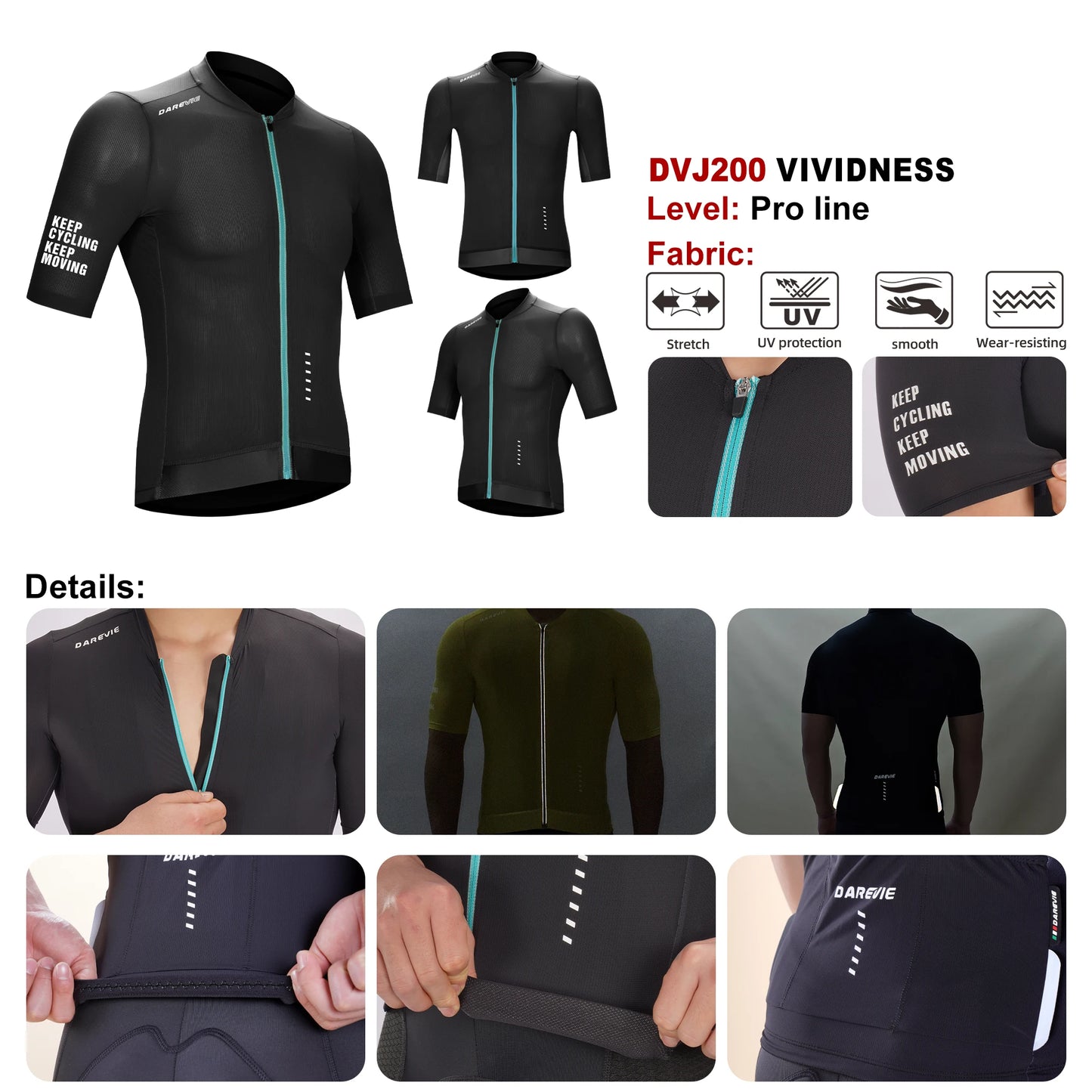 DAREVIE Cycling Jersey Anti-UV SPF 50+ Anti-Slip Pro Line Man Cycling Maillot Cool Technology Quickly Dry Female Clothing