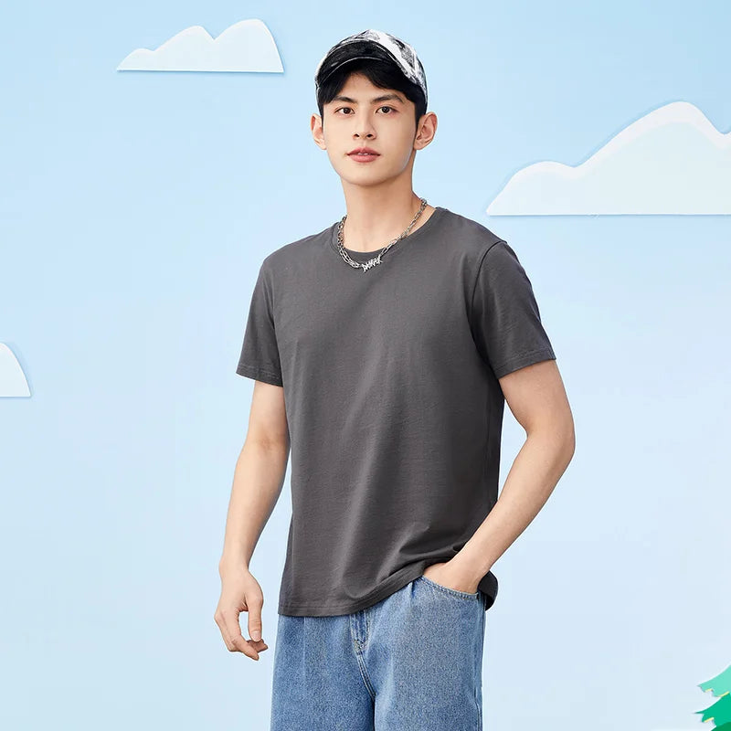 Semir Summer Cotton T Shirts Men 2025 Simple O Neck Stretch Solid New Tops Clothing Casual Tshirt Man Streetwear Cool Tee Shirts