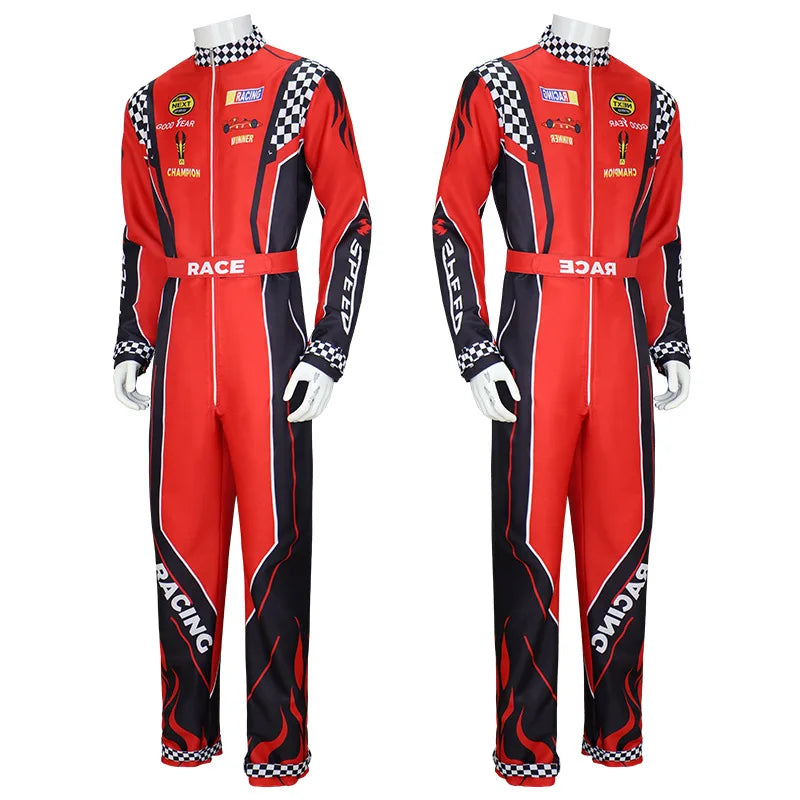 Adult Kids Racer Cosplay Costume Red Classic One-Piece Training Racing Uniform Suit Children Men Karting Jersey Clothing
