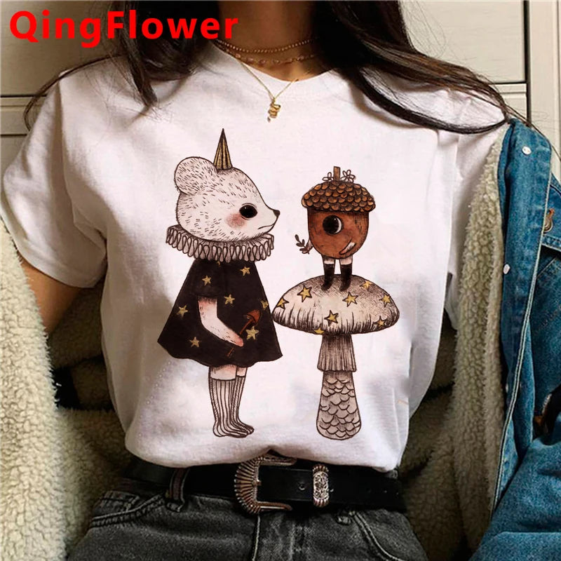 Kawaii Mushroom clothes women kawaii harajuku vintage t shirt graphic tees women streetwear