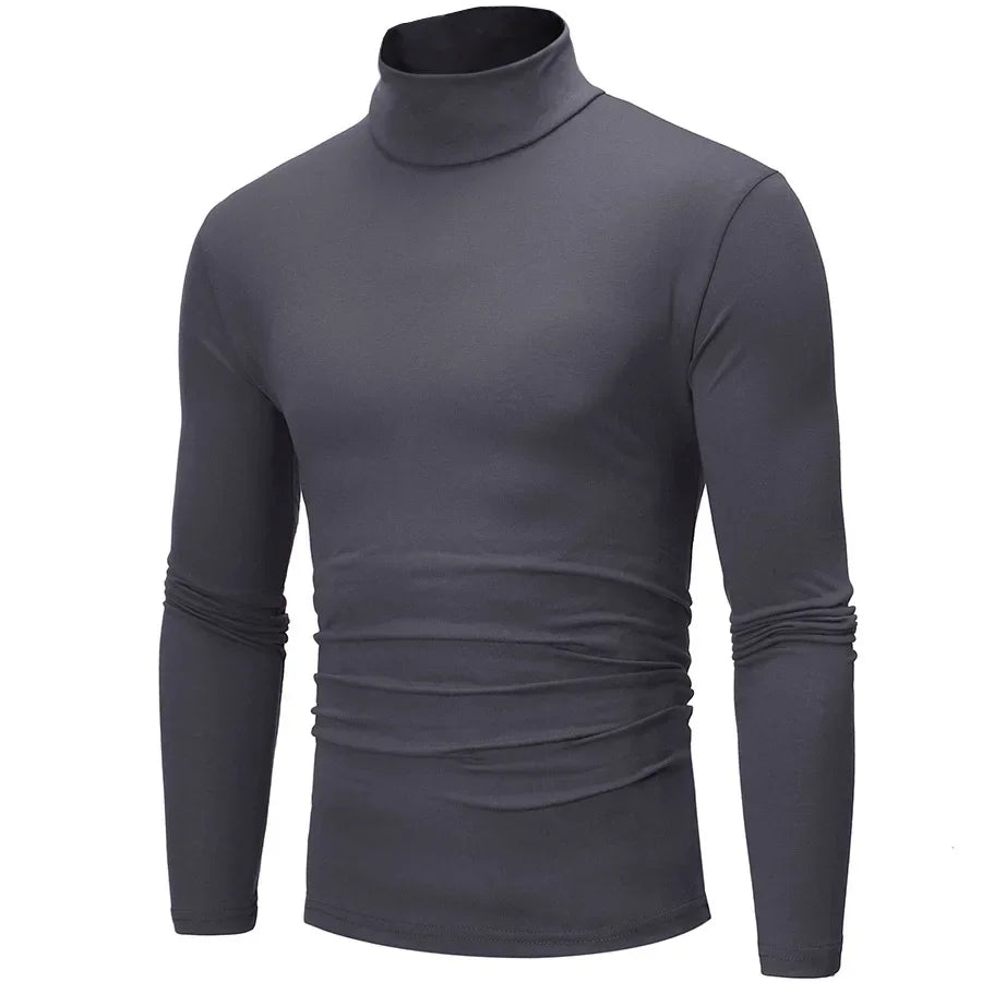 Spring Autumn Thin Men Pullovers Sweaters Turtleneck Knitted Sweater for Men Warm Clothing Male Sweaters Full Black White Tops