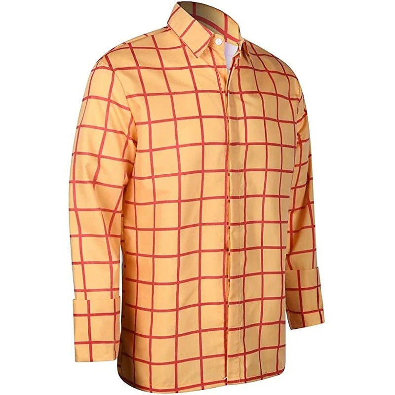 Men's Long Sleeve Shirt Casual Plaid Color Summer 3D Printed Lapel Shirt Summer New  Fashion Casual Men's Clothing Unisex Tops