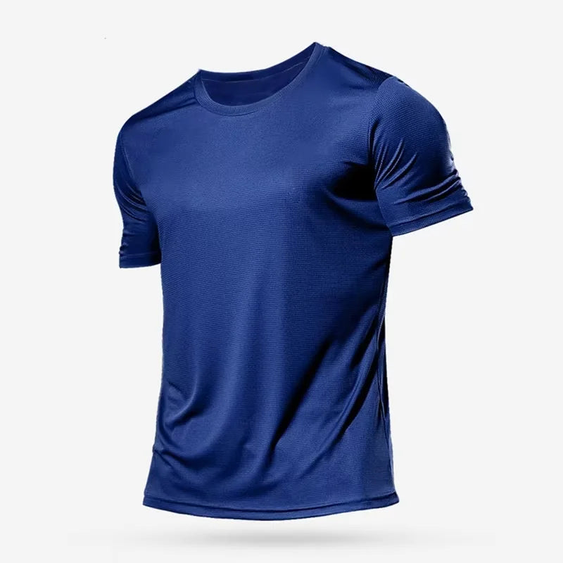 NO LOGO Men's Quick Dry Short Sleeve Gym Running Moisture Wicking Round Neck T-Shirt Training Exercise Gym Sport Shirt Tops