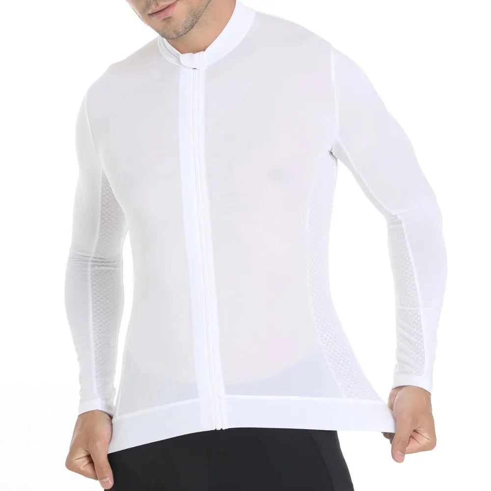 HISERWA Men Cycling Jersey Long Sleeve Pro Aero Slim Fit Cycling Jersey MTB Road Bike Clothing Breathable Quick Dry Shirts Tops
