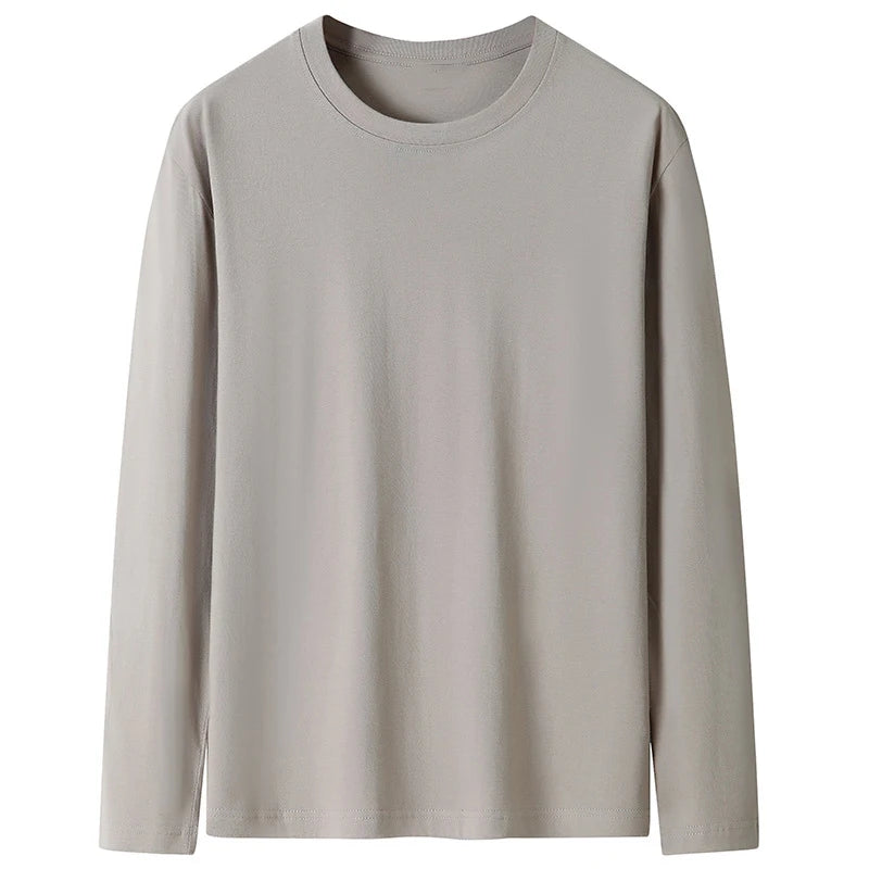 100% Cotton Long Sleeve T shirt For Men Solid Spring Casual Mens T-shirts High Quality Male Tops Classic Clothes Men's T-shirts