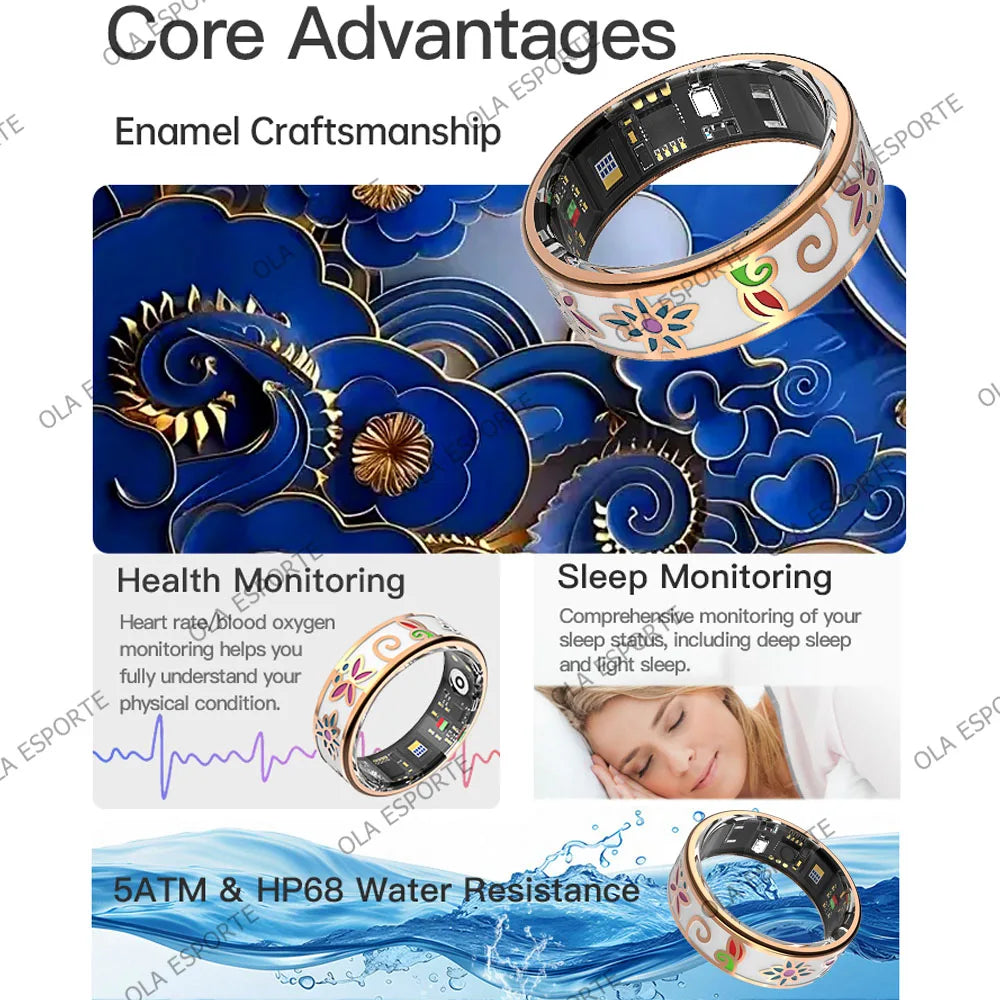 New2026 Smart Ring Color Enamels Women Female Stainless Steel Intelligent Finger Rings IP68 Waterproof Smartring Fitness Tracker