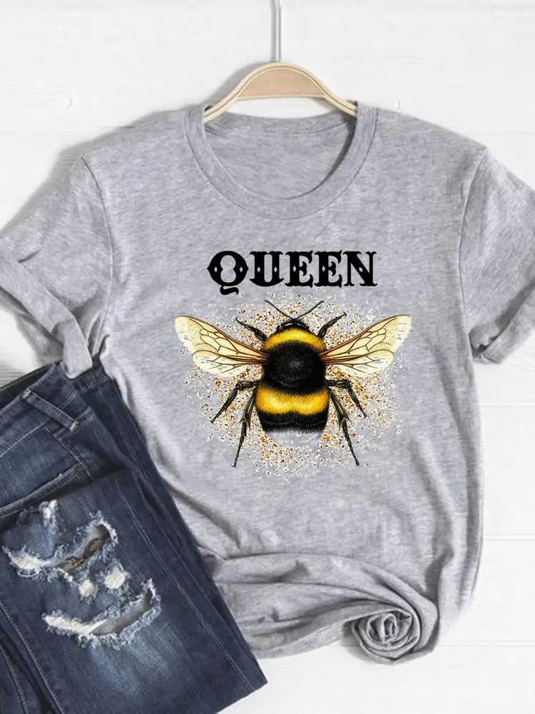 Tee Basic Clothing Women Clothes Print T Shirt Leopard Love Heart Trend Cute Summer Top Fashion Short Sleeve Graphic T-shirt