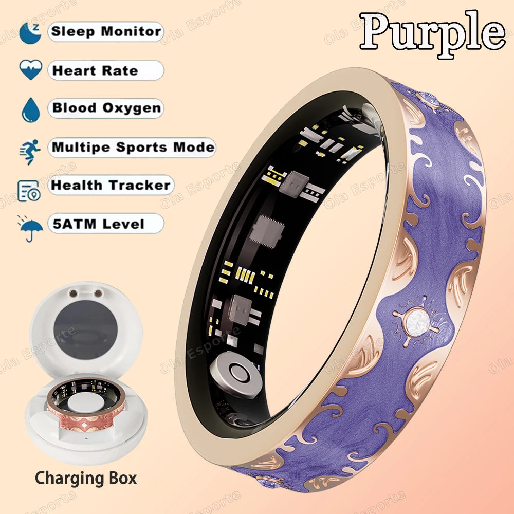 New Diamond Fashion Various Colors Available Women Smart Ring With Box Waterproof Lady ring Heart Rate Health Monitor Sport Ring