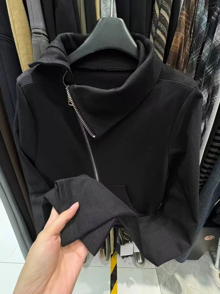 Korean Fashion Hooded Long Sleeve Jacket Women Autumn Winter Casual Loose Cardigan Top Harajuku Solid Y2k Zipper Clothes 2025