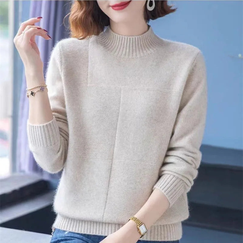 Pull Hiver Femme New Half High Collar Knitting Warm Sweater Clothes For Women Autumn Winter Wool Knitwears Bottoming Tops Female