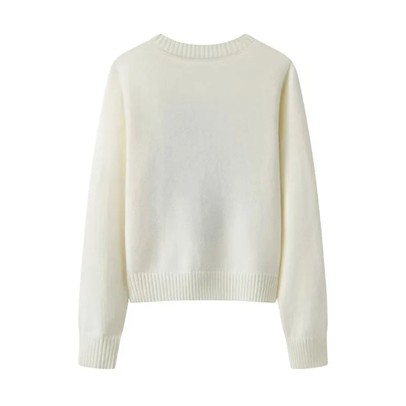 New 2026 Autumn Winter Pullover Sweater Women Cashmere Knitwear Tops Bear Print Warm Pullovers Korean Fashion Chic Woman Clothes