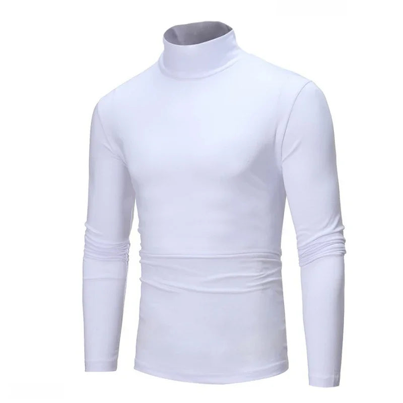 Spring Autumn Thin Men Pullovers Sweaters Turtleneck Knitted Sweater for Men Warm Clothing Male Sweaters Full Black White Tops