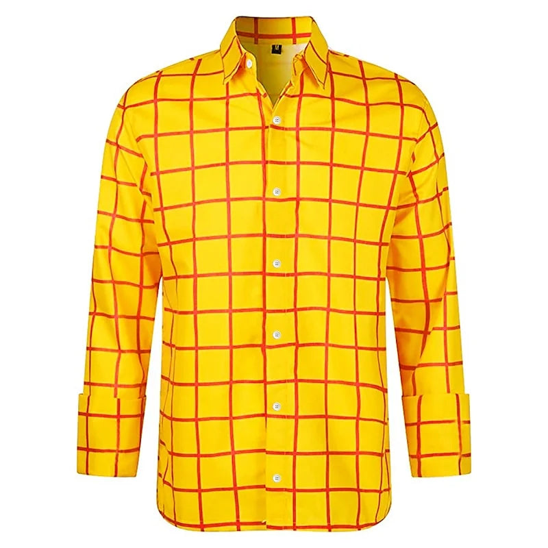 Men's Long Sleeve Shirt Casual Plaid Color Summer 3D Printed Lapel Shirt Summer New  Fashion Casual Men's Clothing Unisex Tops