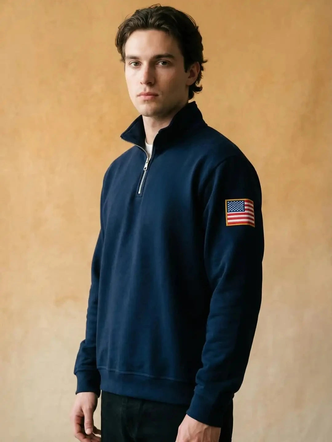 Y2k Retro Embroidery Sweatshirt Stand Collar Quarter Zip Pullover Casual Sports Streetwear All Top Quality Men Clothes