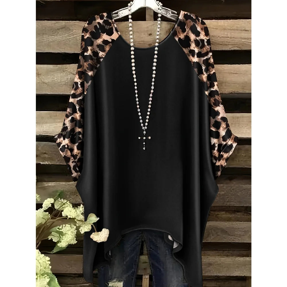 2025 New Women's T-Shirt Fashion Leopard 3D Print Tops Summer Sexy Round Neck Short Sleeve Tee Street Casual Loose Woman Clothes