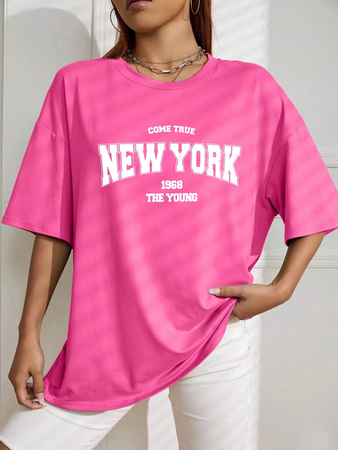 When 1968 The New York Is Young Cotton Woman Tshirts Oversize Daily Tshirts Creativity Streettshirt Individual Casual Clothes