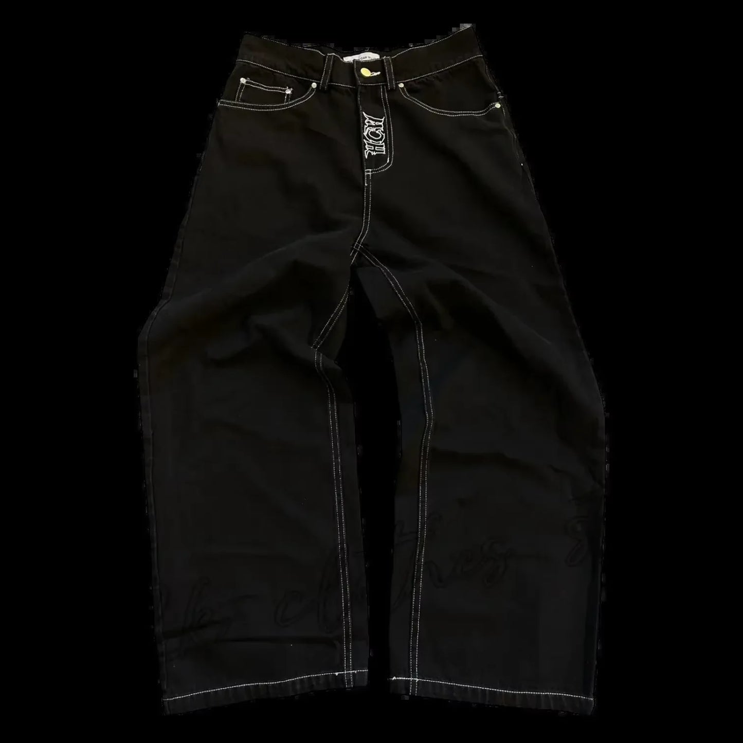 Vintage Jeans Y2K Clothes Men Women Gothic Hip Hop Pocket Embroidery Retro Blue Baggy Jeans High Waist Slim Fit Flare Trousers