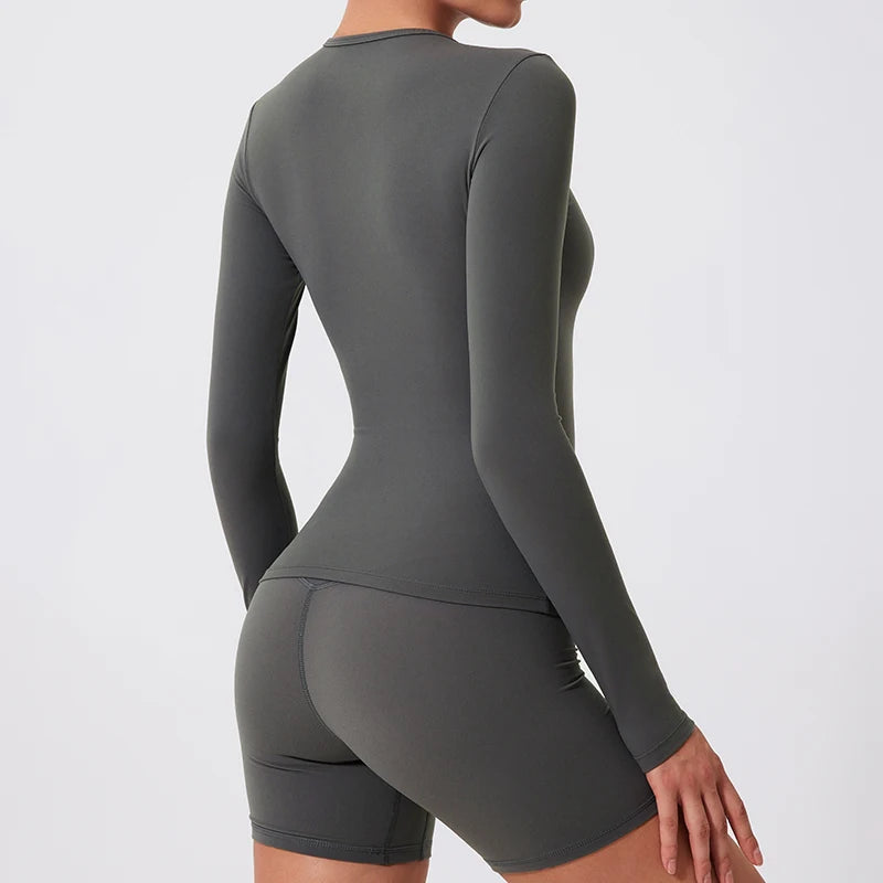 Autumn/Winter Sports Long Sleeved Shirts Women Casual Outdoor Top Gym Fitness Wear T-shirt  Yoga Shirt Push Up Workout Clothes