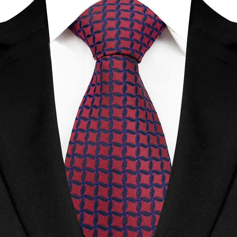 New Design Wedding 8CM Men Tie Dark Red Striped Paisley Flower Neckties For Men Business Party Groom Collar Accessories Gift