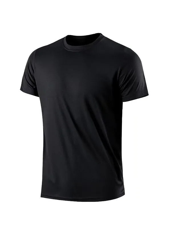 NO LOGO Men's Quick Dry Short Sleeve Gym Running Moisture Wicking Round Neck T-Shirt Training Exercise Gym Sport Shirt Tops