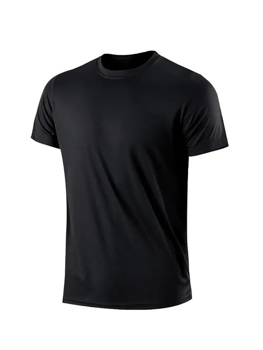 NO LOGO Men's Quick Dry Short Sleeve Gym Running Moisture Wicking Round Neck T-Shirt Training Exercise Gym Sport Shirt Tops