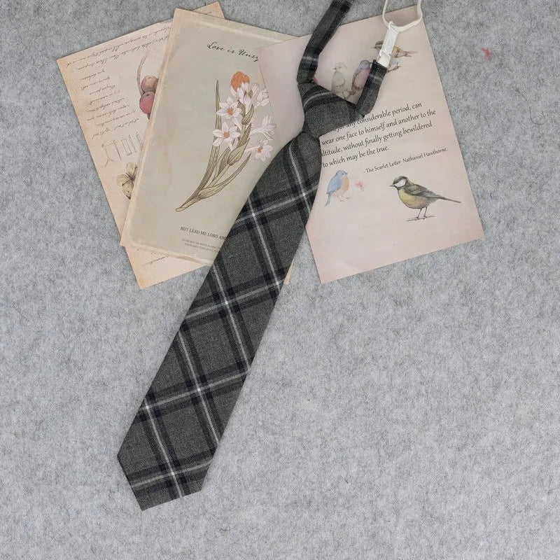 Lazy JK Ties Women Plaid Neck Tie Girls Japanese Style for White Shirts Uniform Cute Necktie Plaid School Boys Ties Accessories