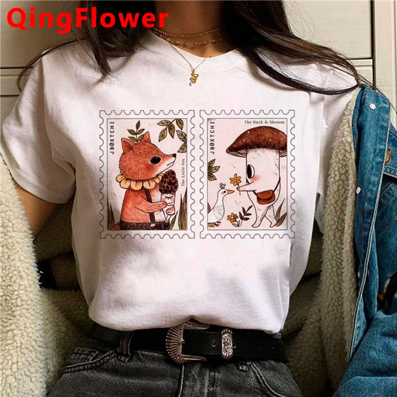 Kawaii Mushroom clothes women kawaii harajuku vintage t shirt graphic tees women streetwear