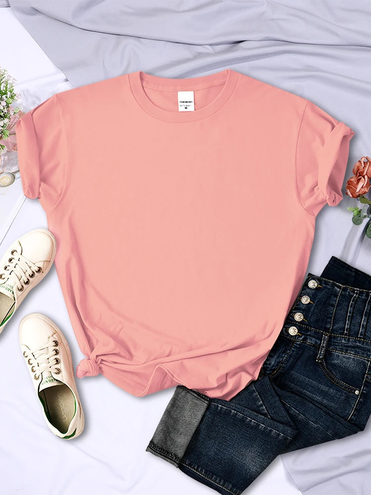 Summer Women Solid Color T-Shirts Comfortable All-Match Multicolor Clothes Loose O-Neck Short Sleeve Tees Casual Female Tops