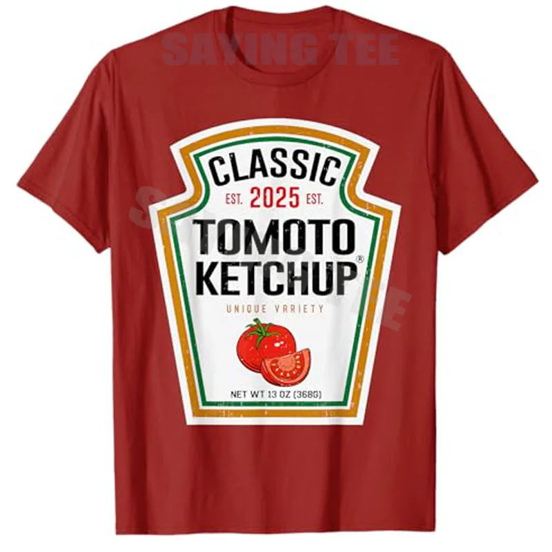 Yellow Mustard,Tomato Ketchup Mustard Condiment DIY Halloween Costume Matching T-Shirt Pickle Relish Halloween Party Tee Clothes