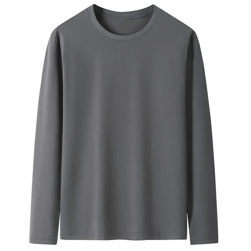 100% Cotton Long Sleeve T shirt For Men Solid Spring Casual Mens T-shirts High Quality Male Tops Classic Clothes Men's T-shirts
