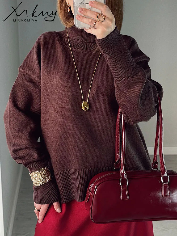 Winter Clothes Brown Sweaters Women Oversize Turtleneck Warm Pullovers Thick Sweaters For Women Oversized Sweater White Jumpers