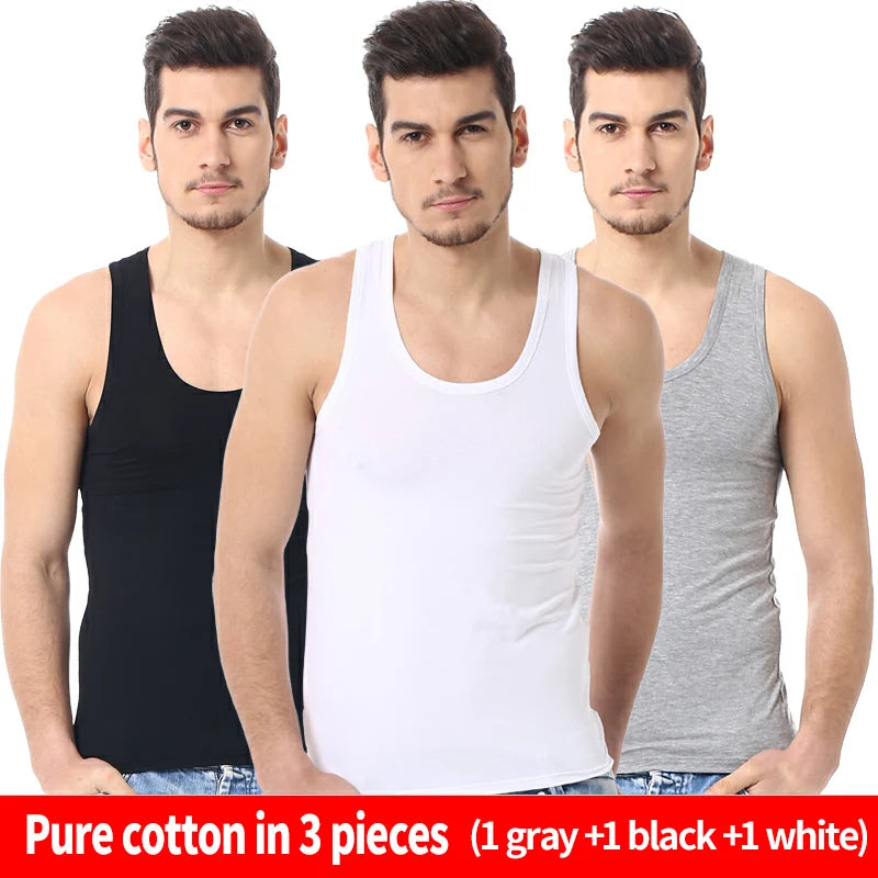 1 Pack Four Seasons Men's Cotton Joker Vest Teenagers Simple Fit Sports Fitness T-shirt Middle-aged Casual Sleeveless Shirt