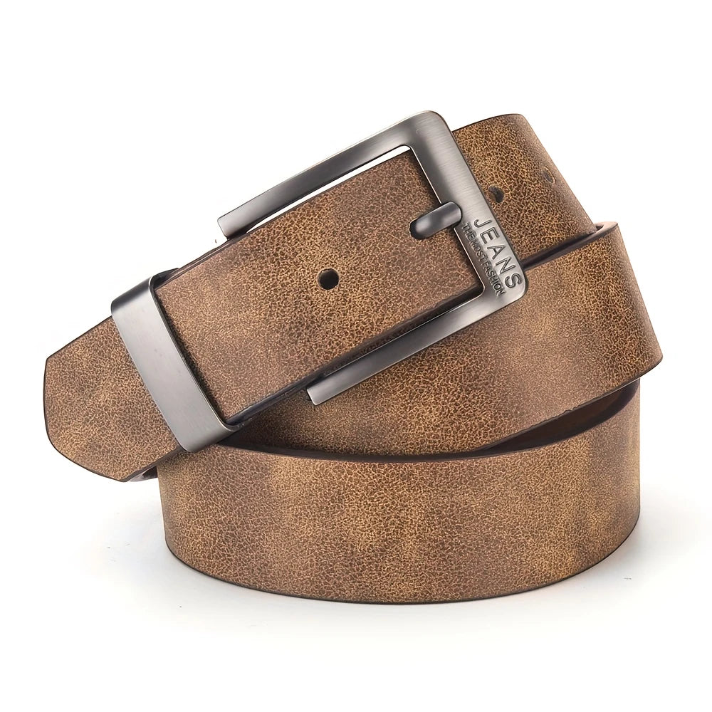 New Men's High-Quality PU Leather Belt Metal Pin Buckle Belt Leisure Business Waistband Fashionable Male Accessory Designer Belt