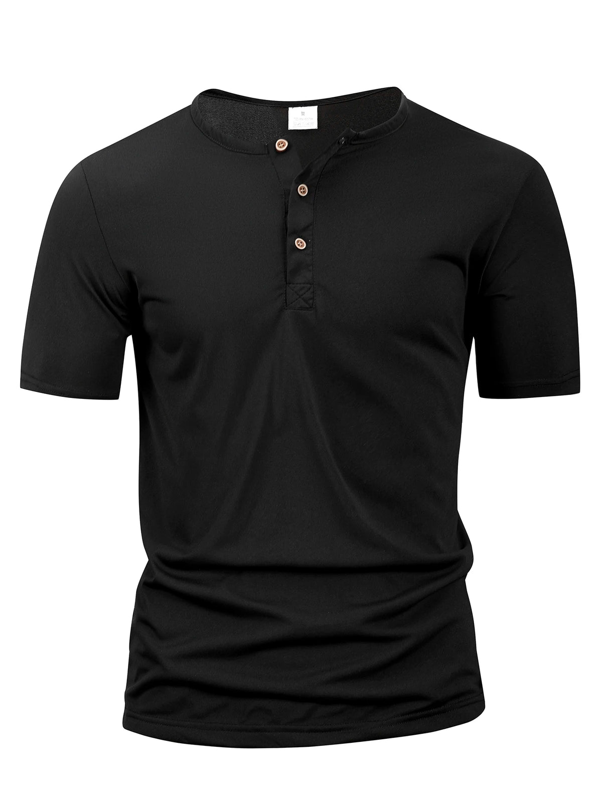 Summer Men Henley Collar T-shirts Button Slim Casual Male Solid Color Short Sleeve Men Sports T-shirt Polo shirt Tops