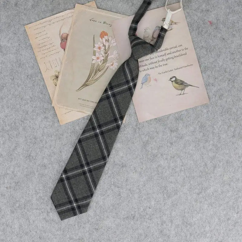 Lazy JK Ties Women Plaid Neck Tie Girls Japanese Style for White Shirts Uniform Cute Necktie Plaid School Boys Ties Accessories