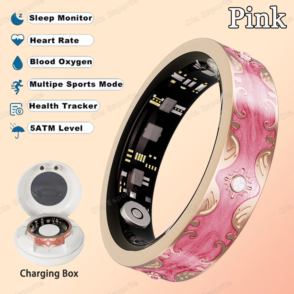 New Diamond Fashion Various Colors Available Women Smart Ring With Box Waterproof Lady ring Heart Rate Health Monitor Sport Ring